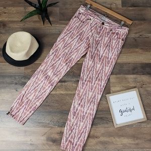 Free People Burgundy/Red Chevron Skinny Pant